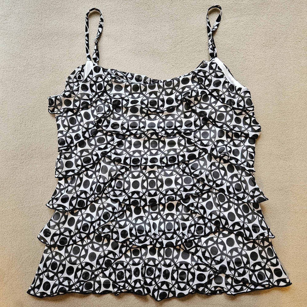 WHBM Geometric Patterned Ruffled Spaghetti-Strap … - image 6